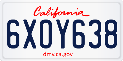CA license plate 6XOY638