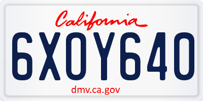 CA license plate 6XOY640