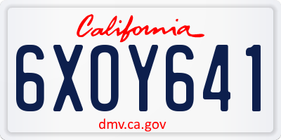 CA license plate 6XOY641