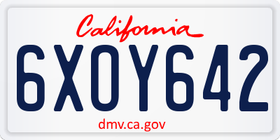 CA license plate 6XOY642