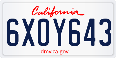 CA license plate 6XOY643