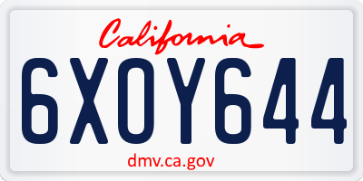 CA license plate 6XOY644