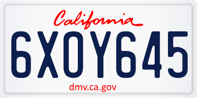 CA license plate 6XOY645