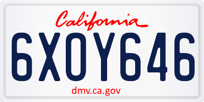 CA license plate 6XOY646