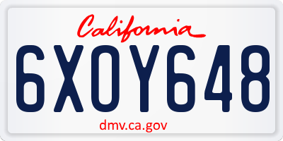 CA license plate 6XOY648