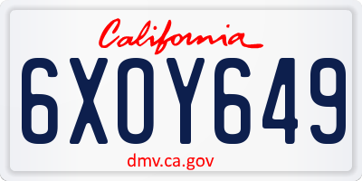 CA license plate 6XOY649