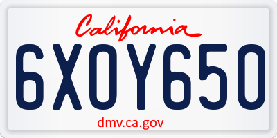 CA license plate 6XOY650