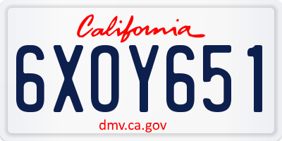 CA license plate 6XOY651