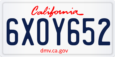 CA license plate 6XOY652