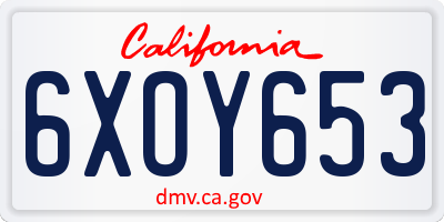 CA license plate 6XOY653