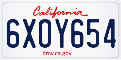 CA license plate 6XOY654