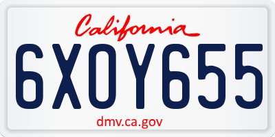 CA license plate 6XOY655