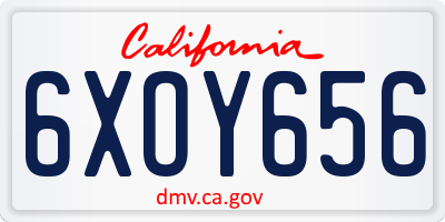 CA license plate 6XOY656