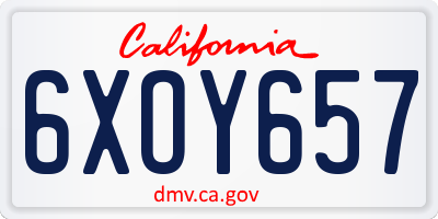 CA license plate 6XOY657