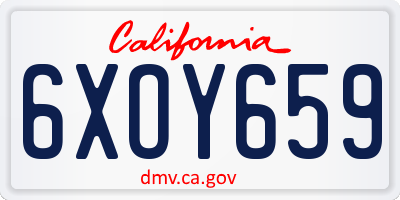 CA license plate 6XOY659
