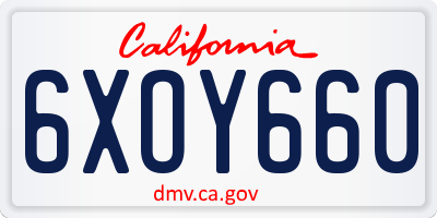 CA license plate 6XOY660