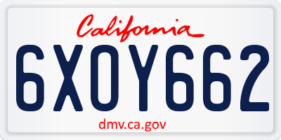 CA license plate 6XOY662