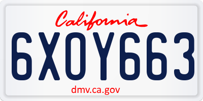 CA license plate 6XOY663