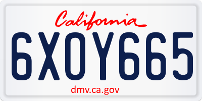 CA license plate 6XOY665