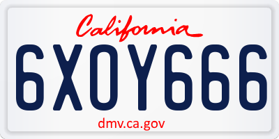 CA license plate 6XOY666