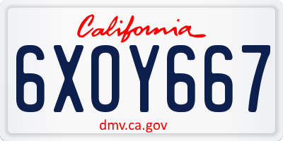 CA license plate 6XOY667