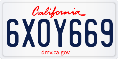 CA license plate 6XOY669