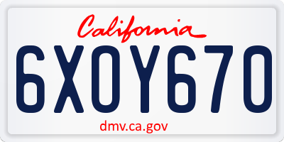 CA license plate 6XOY670