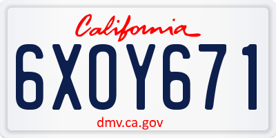 CA license plate 6XOY671