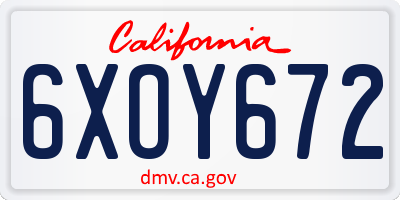 CA license plate 6XOY672