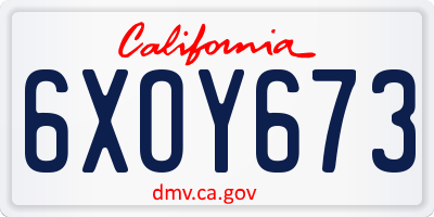 CA license plate 6XOY673