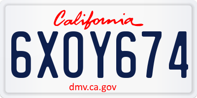 CA license plate 6XOY674