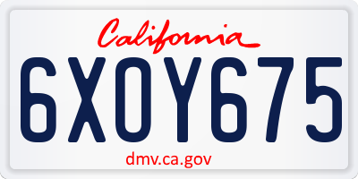 CA license plate 6XOY675