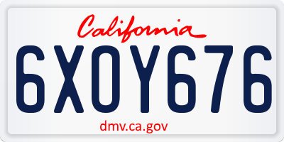 CA license plate 6XOY676