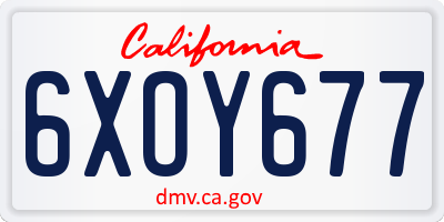 CA license plate 6XOY677