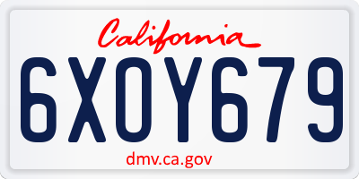 CA license plate 6XOY679
