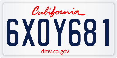 CA license plate 6XOY681