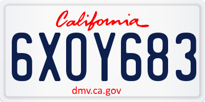 CA license plate 6XOY683