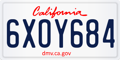 CA license plate 6XOY684