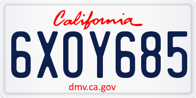 CA license plate 6XOY685