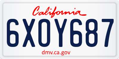 CA license plate 6XOY687
