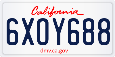 CA license plate 6XOY688