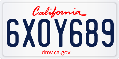 CA license plate 6XOY689