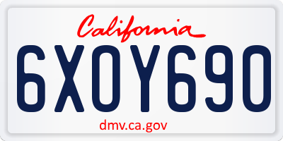 CA license plate 6XOY690
