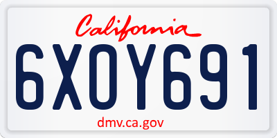CA license plate 6XOY691