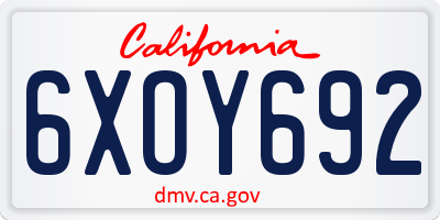 CA license plate 6XOY692