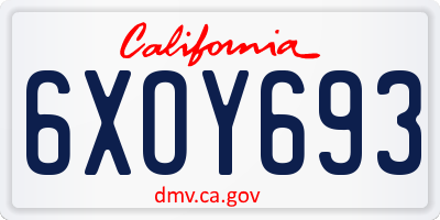 CA license plate 6XOY693