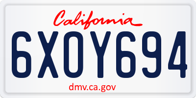 CA license plate 6XOY694