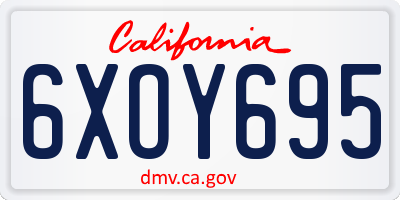 CA license plate 6XOY695