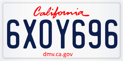 CA license plate 6XOY696