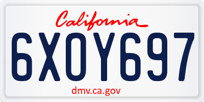 CA license plate 6XOY697